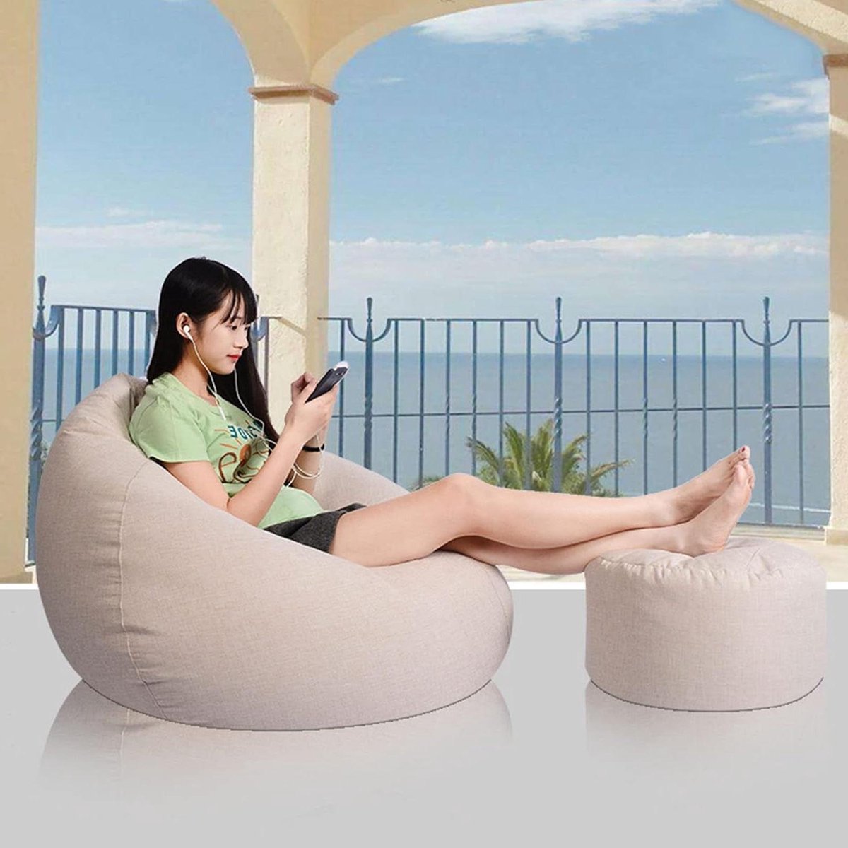Zitzak stoelhoes - Luie fauteuil hoes - Ontspannen Zitten - Wasbaar Linnen - 90x110cm - Pa