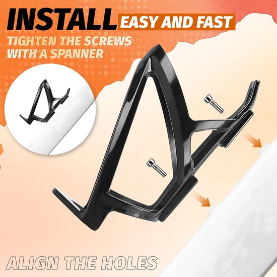 Fleshouder voor Fiets - Duurzaam Ultra Lichtgewicht Kunststof Drinkhouder - PC Flessenhouder voor MTB, Racefiets, Mountainbike - 2 Stuks - Zwart - 1 Set — afbeelding 2