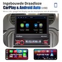 7-inch touchscreen met CarPlay en Android Auto icoontjes, met smartphone weergave.