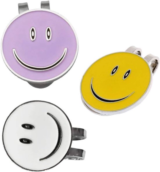Golf Bal Markeringen - Hoed Clips - Golfen met Stijl - Vrolijk Smiley Ontwerp - Set van 3 — afbeelding 2