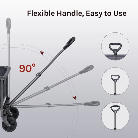 Joholic - Bolderkar - Bolderkar opvouwbaar - Tuinwagen - Kamperen & Strand - 360° Draaibare Wielen - 80 kg Laadvermogen - Zwart van Merkloos — afbeelding 4