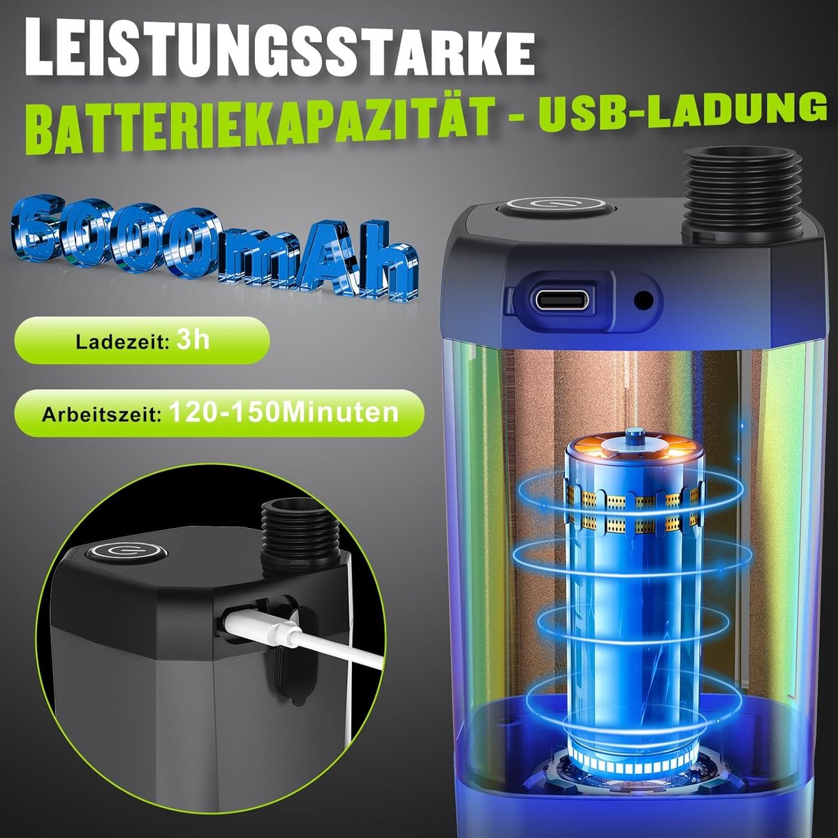 Camping Douche - Buitendouche - Met Temperatuurweergave - Buitendouche Oplaadbaar - Outdoor set - Tuindouche - Draagbare Douche - Mobiele Douche - Voor tuin, autowassen, strand, reizen en huisdieren - Grijs thumbnail 3