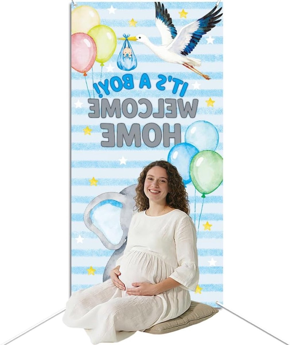 Schattige Olifant Decoraties Achtergrond voor It's a Boy Welkom Thuis Feest, 5.9x2.9ft Baby Fotografie Achtergrond en Foto Booth Props