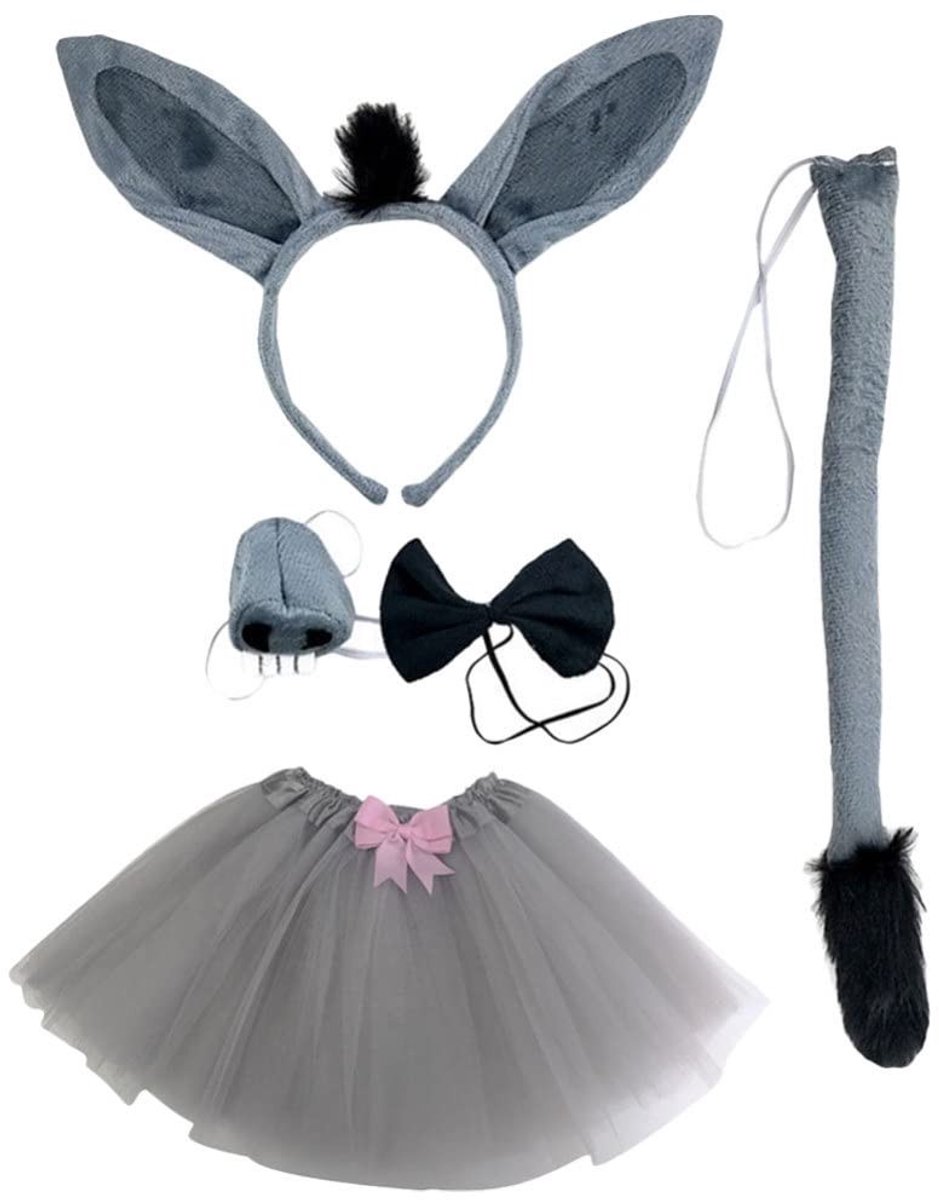 Allecto - Dierenkostuum - Halloween Kostuum - Tutu Rok - Grijs - Cosplay Accessoires - Vijfdelige Set - Geschikt voor Volwassenen