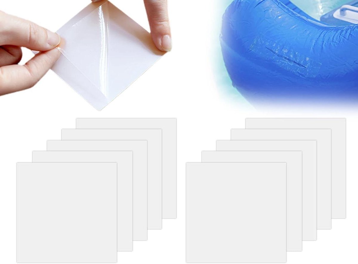 Reparatieset Zwembad - Plakset Lekke Band - Waterdicht Maken - Zelfklevend TPU Materiaal - 10 x 10 cm - Transparant