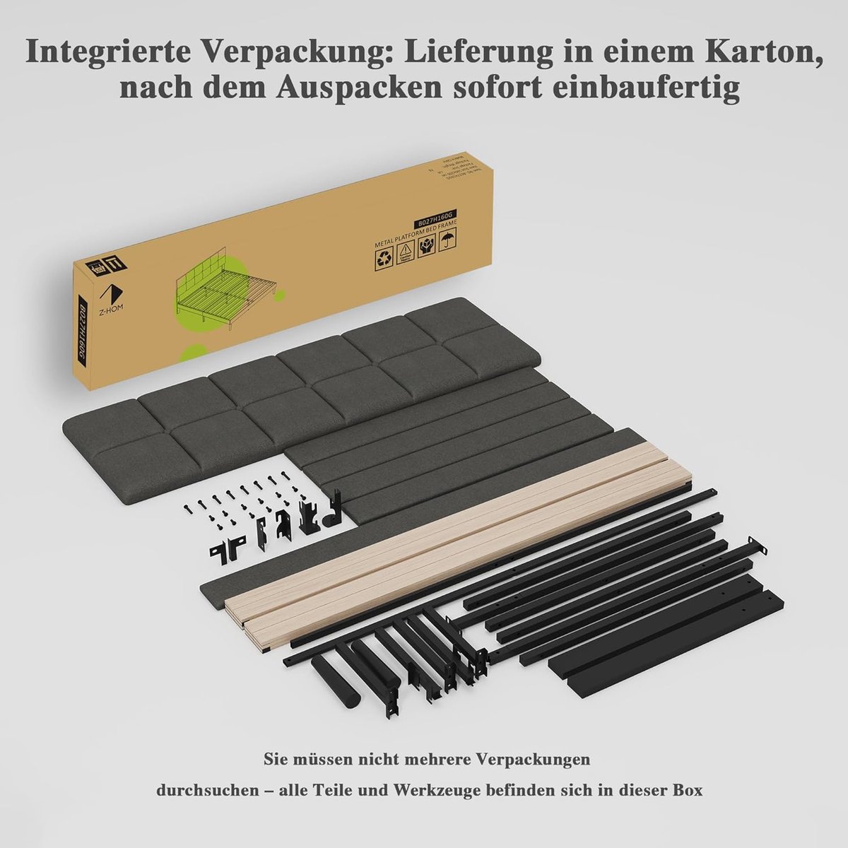 Luxe Compact Gestoffeerd Eenpersoonsbed 90 – 90x200 cm – Industrohome