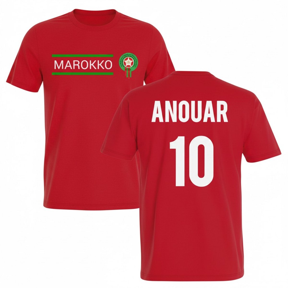 T-shirt Marokko gepersonaliseerd met naam en rugnummer - Maat S - Voetbal - WK voetbal