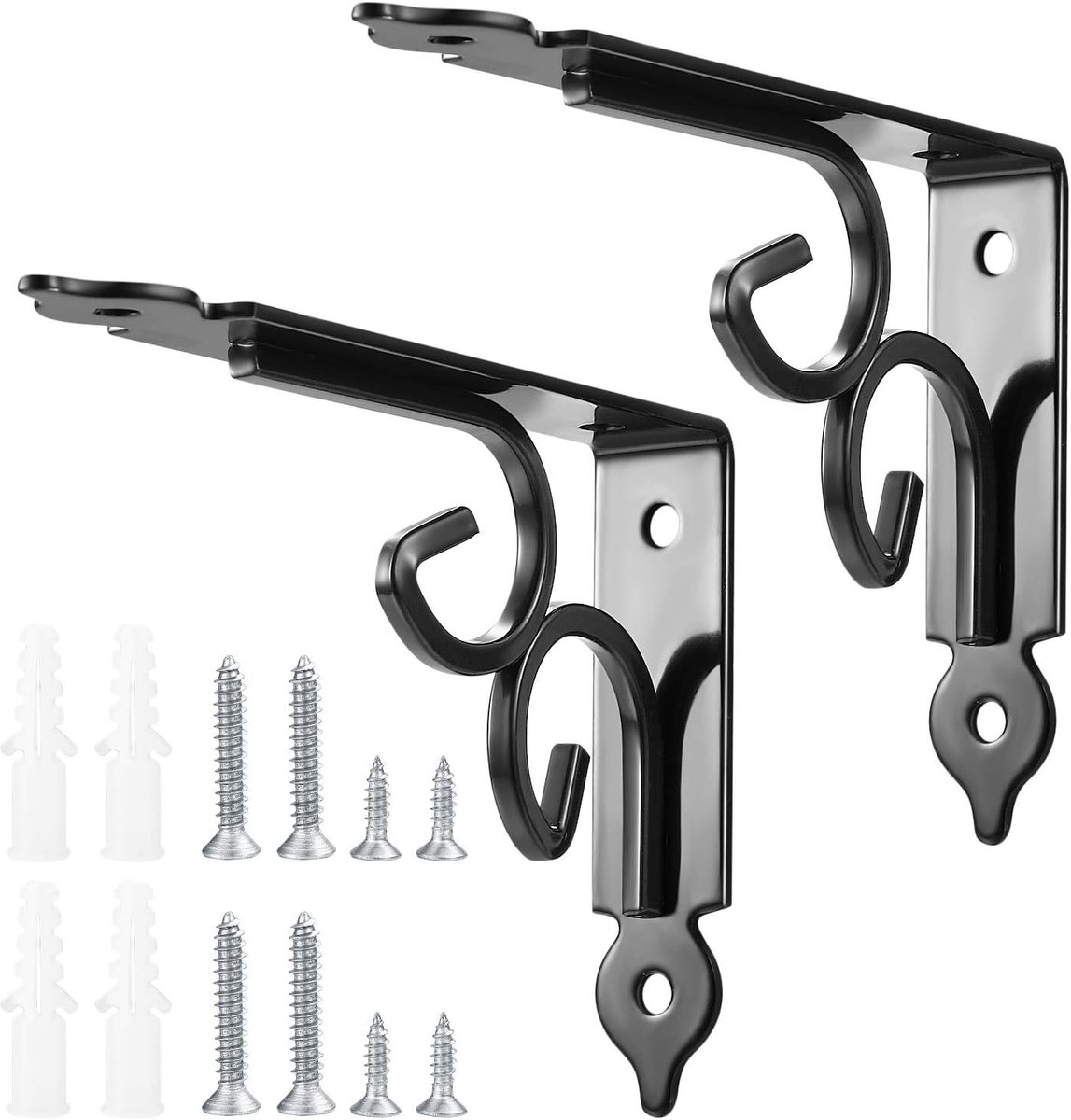 Oneay Set van 2 zware plankdragers, zwart, haakse driehoekige plankdragers van 90 graden, wandmontage, ophangframe, 11,4 x 15 cm