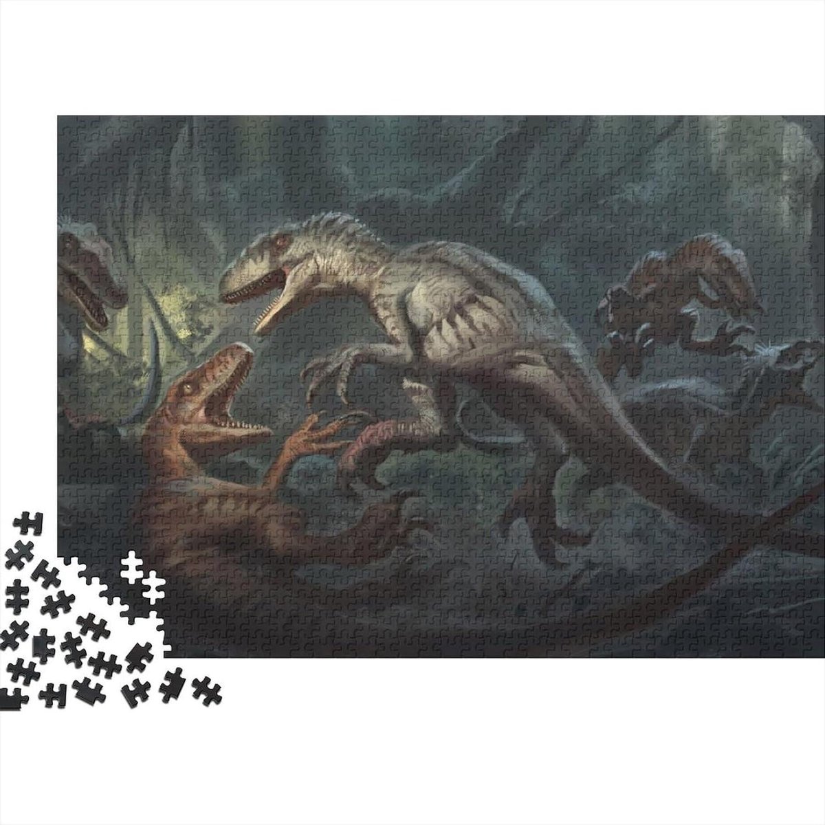 Dino Puzzel - Educatief Spel - Ontspanning Thuis - Zoning Ontwerp - 75x50cm 1000 Stukjes - Kleurrijk