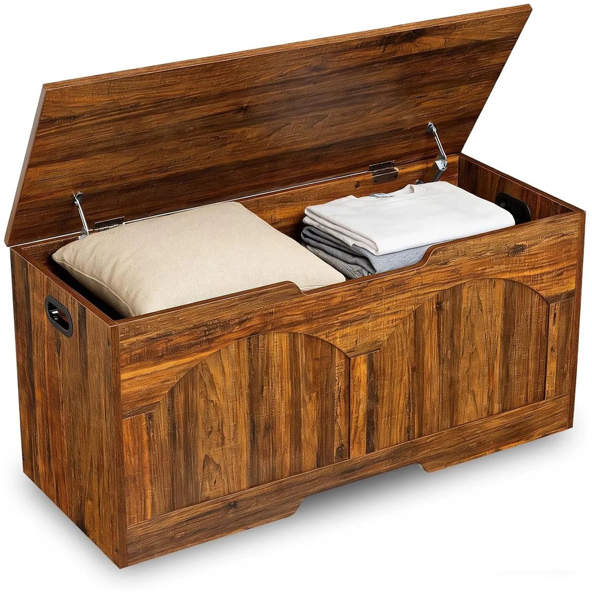 JAQZY Opbergkist - Speelgoedkist - Zitbankje met Opbergruimte - 100 x 40 x 46 cm - Stevige Constructie - Modern - Hout - Bruin