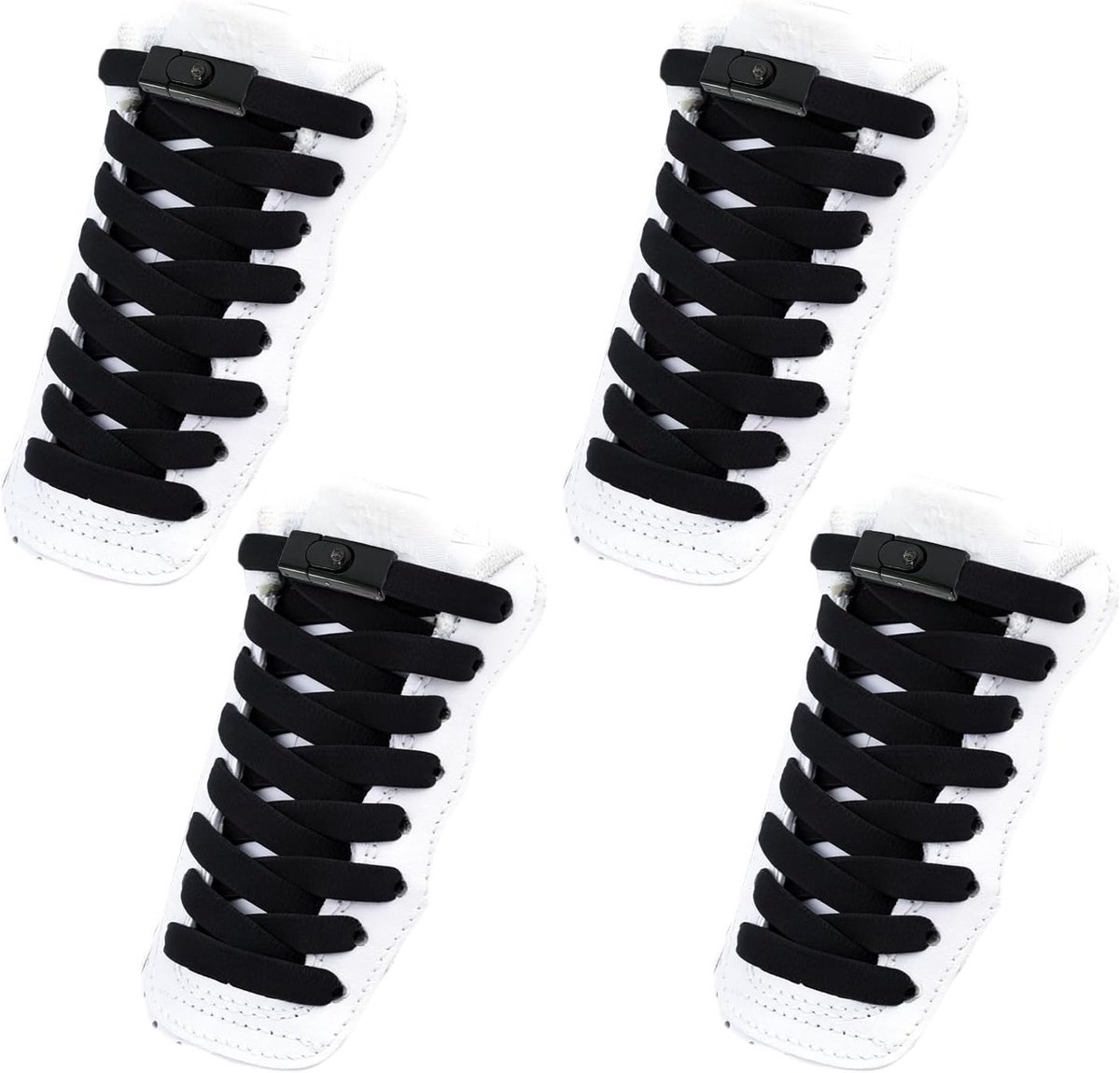 Witte elastische veters voor sneakers, 2 paar, ideaal voor comfortabele en snelle sluitingen