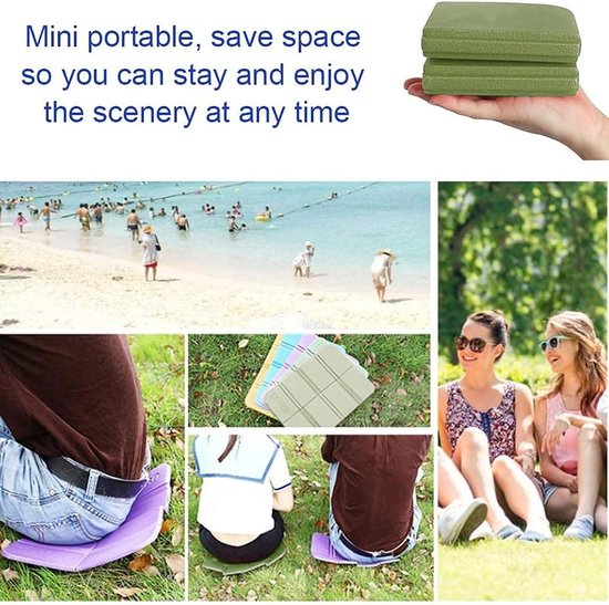 Set van 4 zitkussens - Kampeermatjes - Vochtbestendige buitenmatten - Opvouwbare zitmatjes - Waterdichte schuimmatten - Inclusief opbergtas - Voor wandelen, reizen, bergbeklimmen, kamperen, picknicken, vissen (38 x 28 cm - Meerkleurig) — afbeelding 4