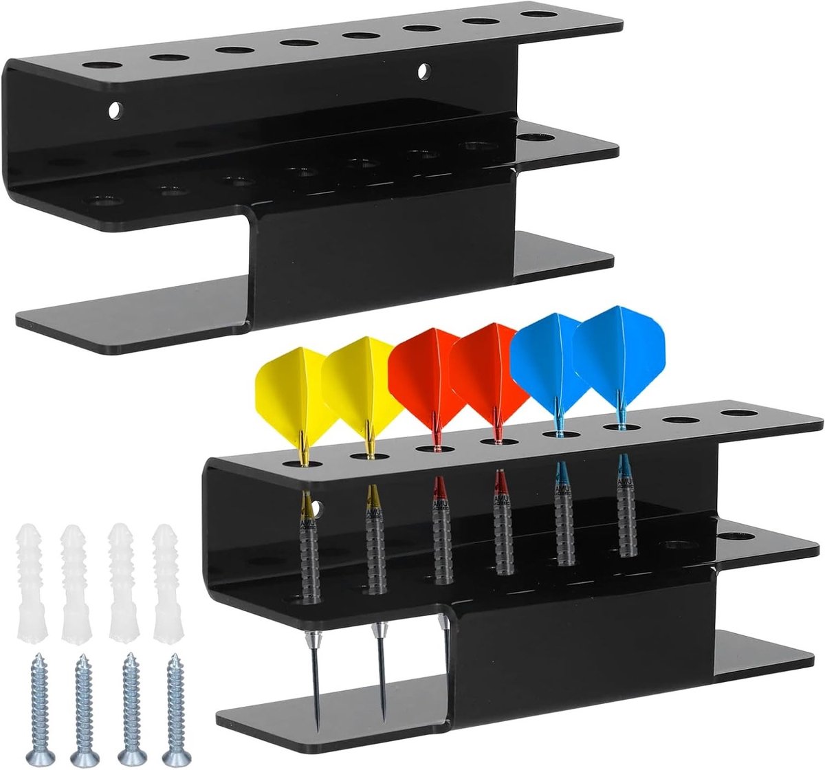 Set van 2 Wandmontage Dart Holders met 16 Darts: Ideale Accessoires voor Steeldart, Pindart en Dartboard Display in je Fitnessruimte