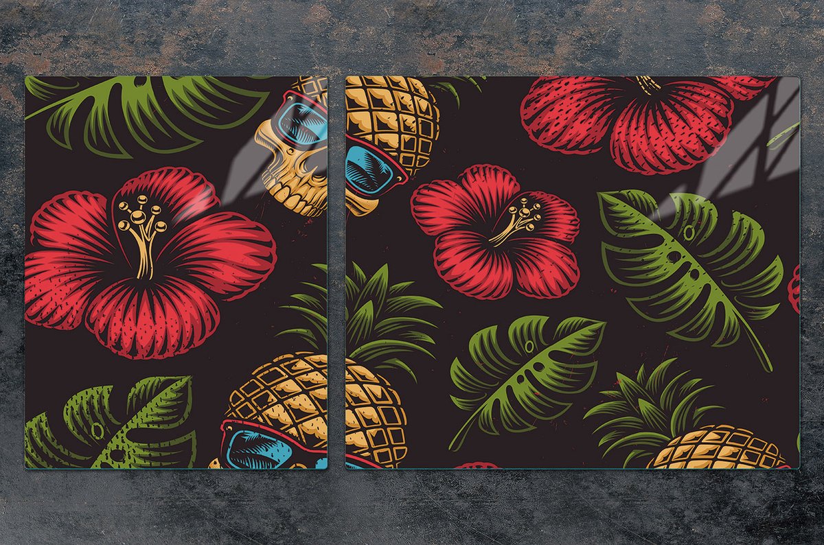 TMK ArtDeko Ananas - Snijplank - 100x52 cm - Gehard Glas - Motief Ananas