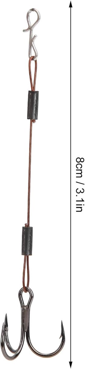 Dailygoods- Vishaak Set - 6 Stuks - Drievoudige Haak - Herbruikbare Barracuda Haak - Koolstofstaal/Roestvrij Staal - Totale Lengte 8 cm - Vishaken van Dailygoods — afbeelding 3