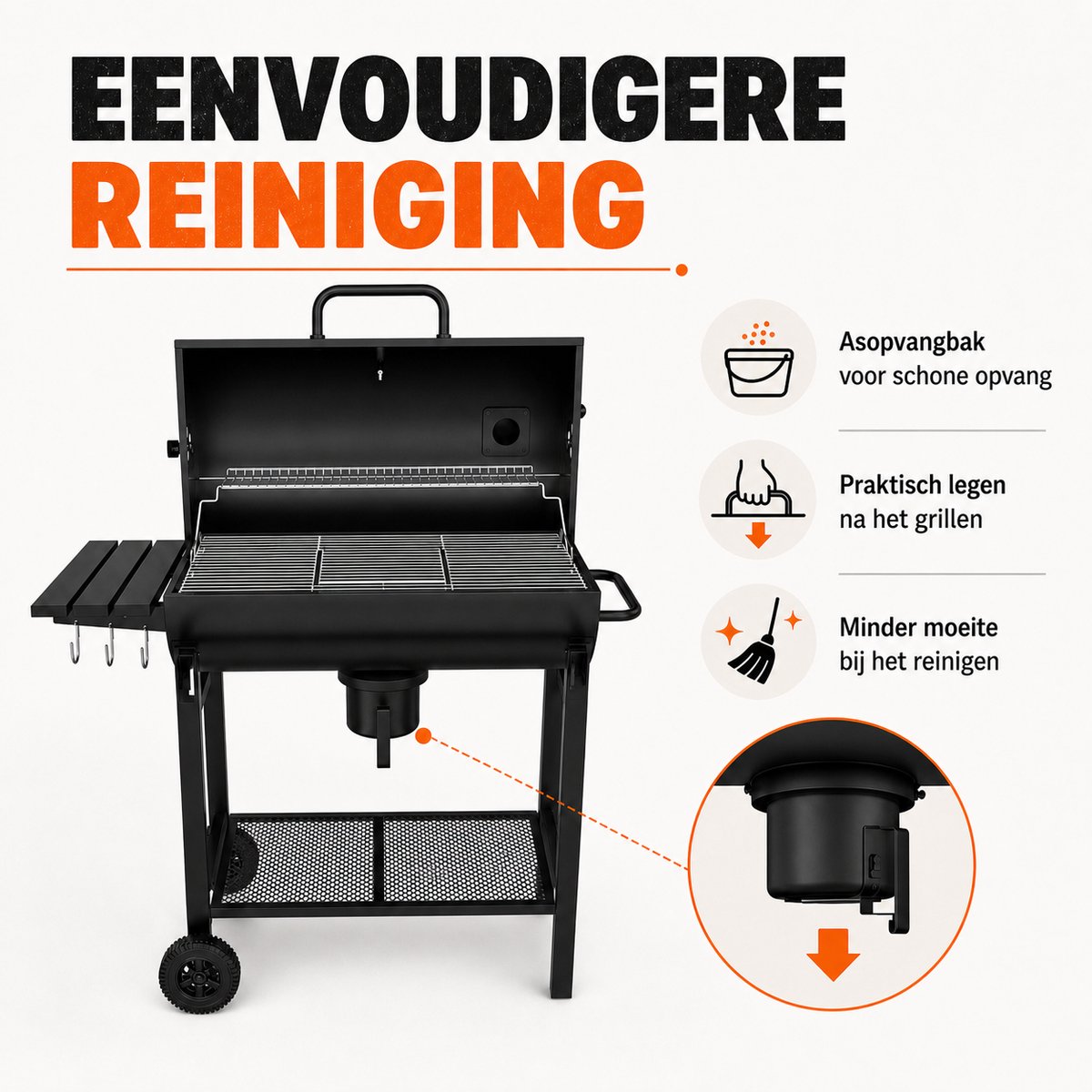 Mevsim Houtskool BBQ XL - Smoker met Wielen, 70x37cm thumbnail 8
