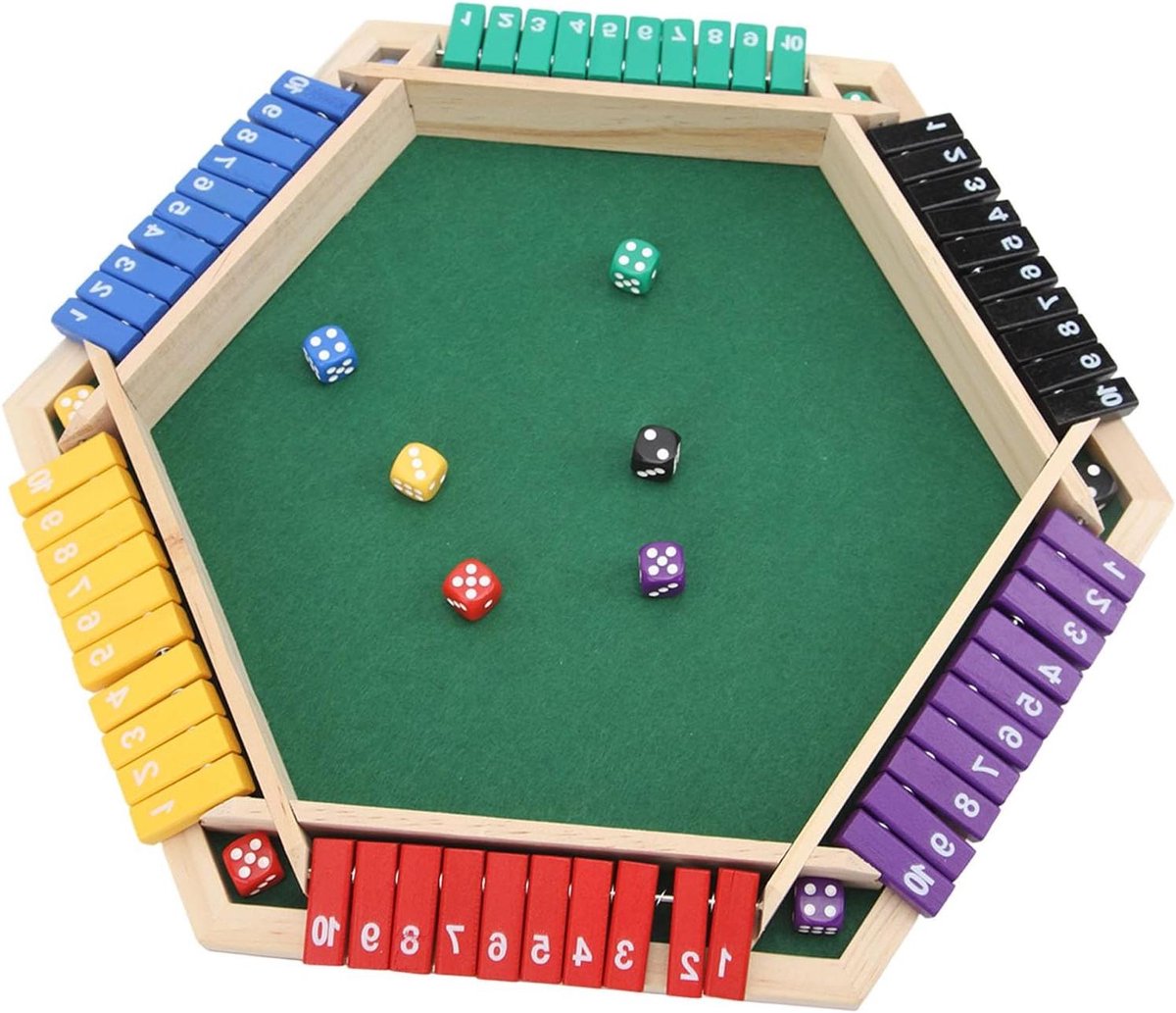 Shut The Box Dobbelspel - Houten Tafelspel - Familie Spelletjesavond - Traditioneel Cijferspel - 38.2 x 33.5 cm - Houtkleur