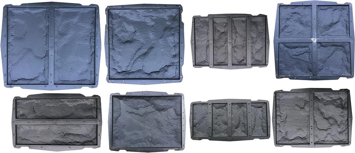 Betonmallen Set - Gietmallen Tuin - Tuindecoratie Maken - Herbruikbaar Polypropyleen - 8 stuks 15cm dik - Zwart