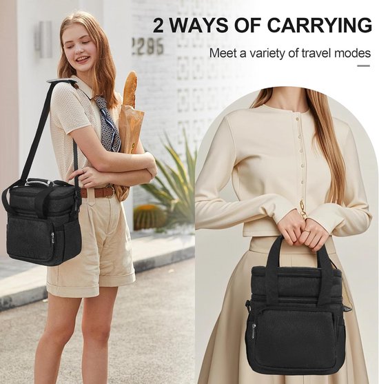 Tas-koeltas- Lunchtas voor Heren en Dames - 20L Grote Capaciteit Koeltas - Dubbeldeks Geïsoleerde Lunchbox Tas - Lekvrije Thermische Tas voor Werk, Picknick en Outdoor — afbeelding 4