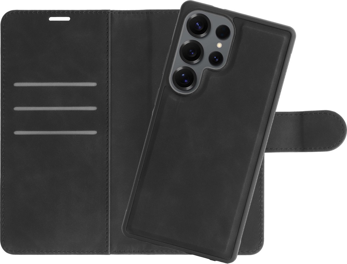 Just in Case hoesje geschikt voor Samsung Galaxy S25 Ultra Hoesje met Pasjeshouder - Uitneembare 2-in-1 Premium Bookcase - Zwart