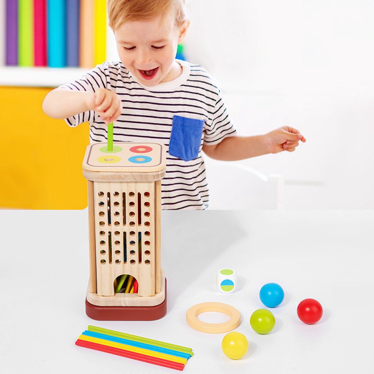 Montessori Houten Speelgoed 3-in-1 Stokspel – Educatief Spel voor Kleurherkenning – Cadeau 3 Jaar - Kinderspellen — afbeelding 4