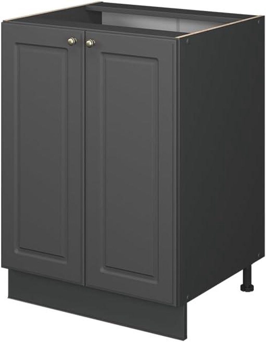 Keukenonderkast - Keukenkast Onderbouw - Keuken Inrichten - Soft-close scharnieren - 60 cm breed - Anthrazit-Goud