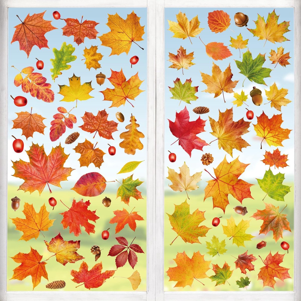 Allecto - Thanksgiving Raamstickers - Herfst Decoratie - PVC - 6 Vellen - Kleurrijke Bladeren - Ideaal voor Thuis en Café