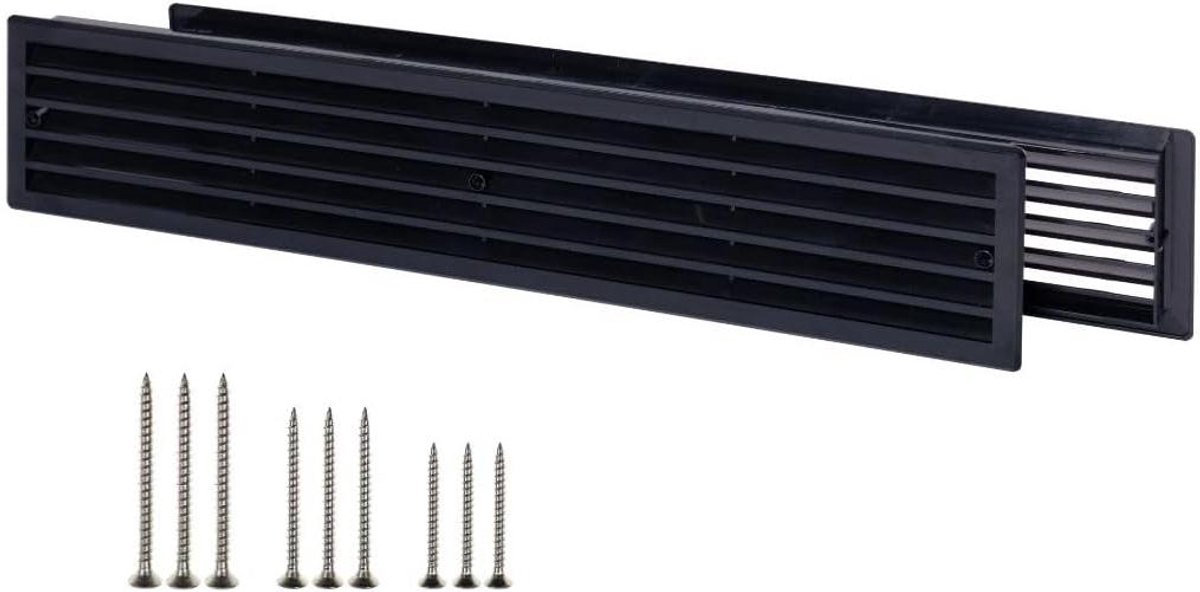 Ventilatierooster Deur - Luchtrooster Kunststof - Luchtcirculatie Verbeteren - Dubbelzijdig Ontwerp - 450 x 92 mm - Zwart