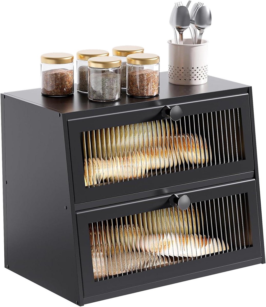 Broodtrommel Keuken - Broodbak Broodhouder - Brood Vers Houden - Dubbele Laag Ontwerp - 40 x 25 x 32 cm