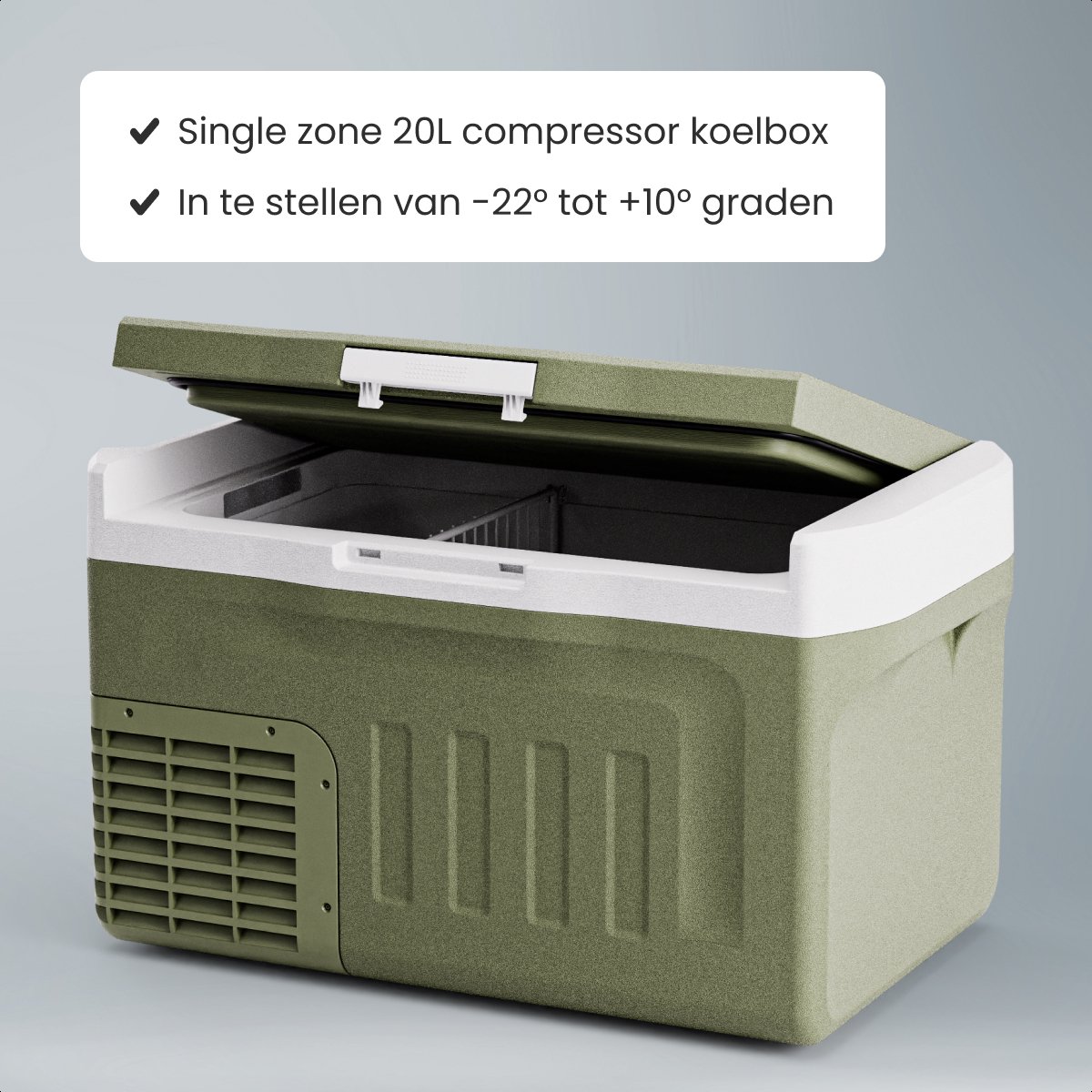 Auronic Elektrische Koelbox - Compressor - 21L - 12V en 240 volt - Camping Koelkast - Frigobox Auto - Groen – foto 3