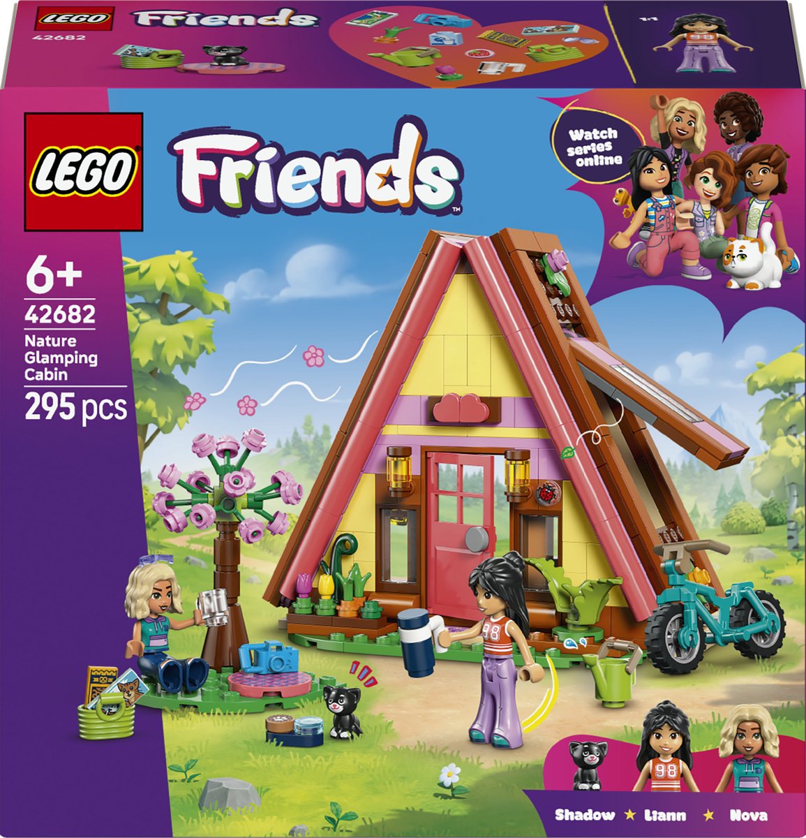 LEGO® Friends Glampinghut in de Natuur - Fantasierijke Bouwset voor Kinderen Vanaf 6 Jaar - Hut met 2 Minipoppetjes en Speelgoedkat - Cadeautip voor Natuurliefhebbers, Meisjes en Jongens - 42682