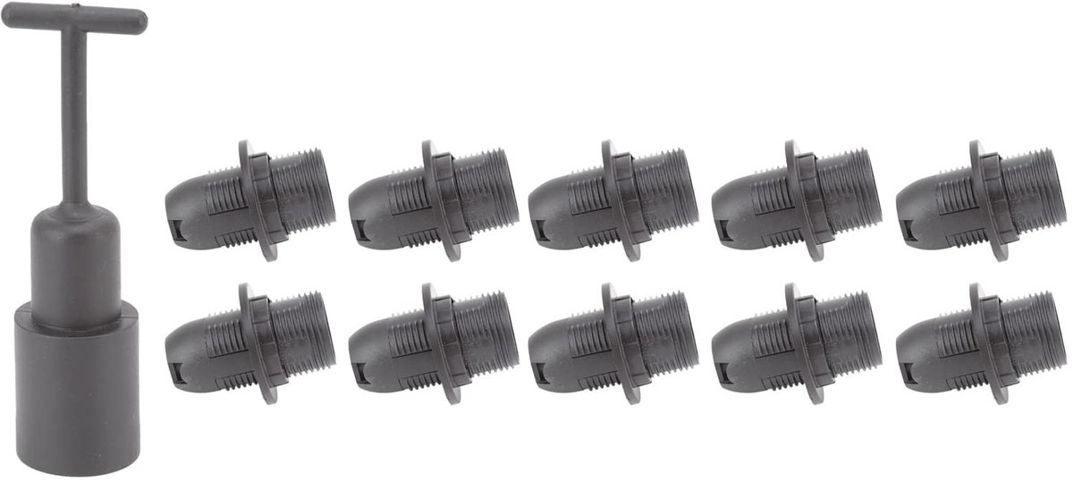 Allecto - E14 Lamphouder - Kaarslamp Socket - Duurzaam en eenvoudig te installeren - Zwart - Verlichtingsarmaturen - Geschikt voor thuis - 10 stuks