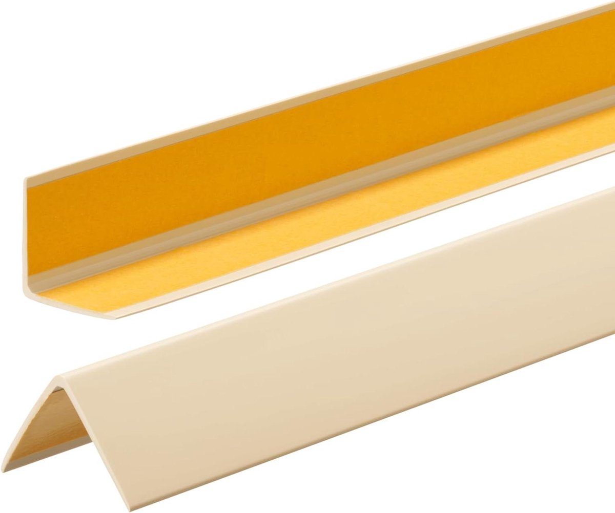 Hoekprofiel PVC - Kantbescherming PVC - Wandhoeken Beschermen - Zelfklevend Elastisch - 35x35mm 200cm - Crèmekleur