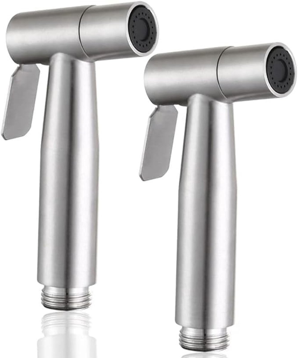 Dailygoody - Toiletsproeier - Bidet handdouche - Roestvrij staal - Persoonlijke hygiëne - 2 stuks - Geschikt voor toilet - Zilver