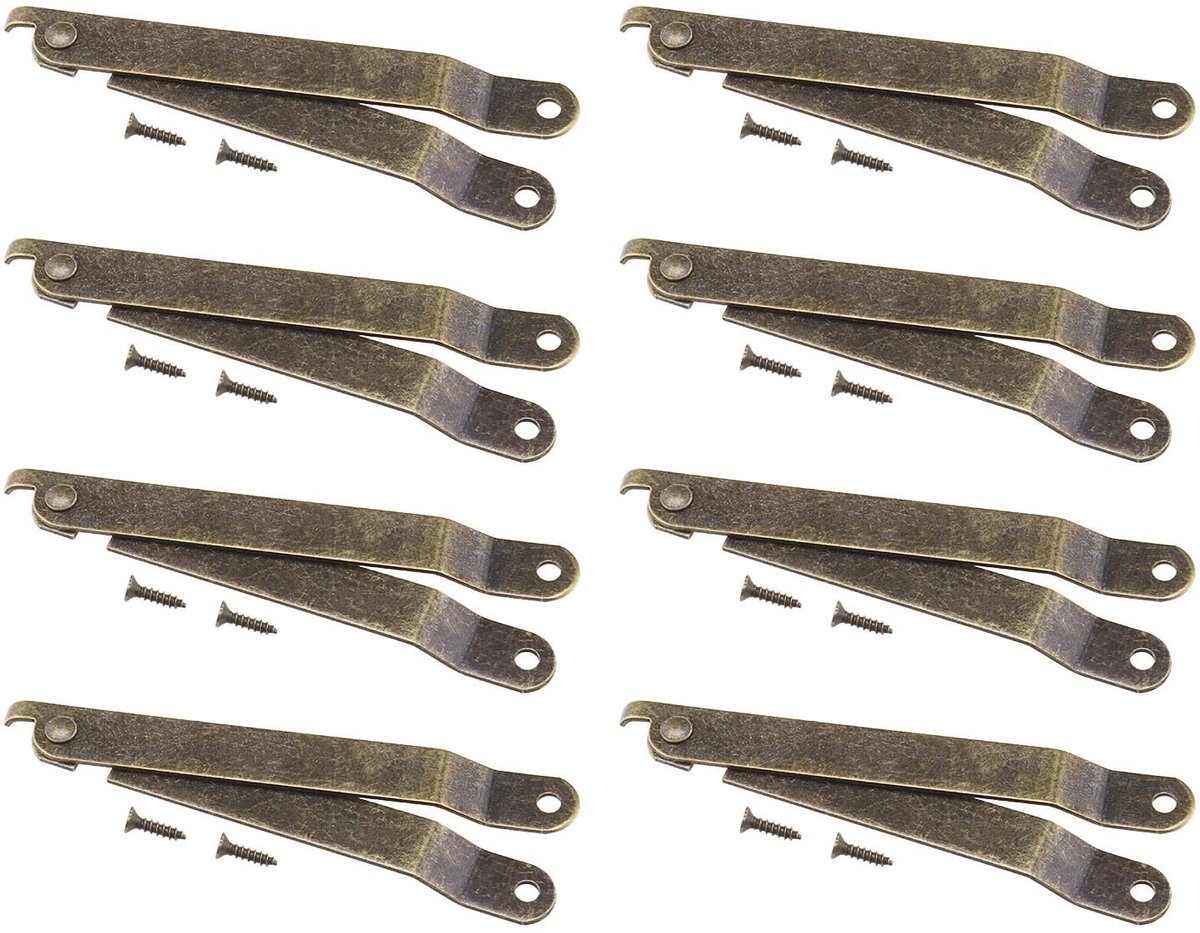Dailygoody - Retro bronzen ijzeren doos deksel ondersteuning scharnier - Sterk draagvermogen - 20 stuks - Vouwmaat 97mm x 11mm - Geschikt voor kasten .