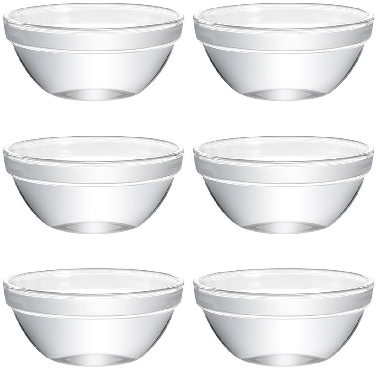 Dailygoody - Kleine dipschalen - Set van 6 mini-glazen schaaltjes - Vaatwasserbestendig - Transparant - Multifunctionele kommen - Geschikt voor dips,