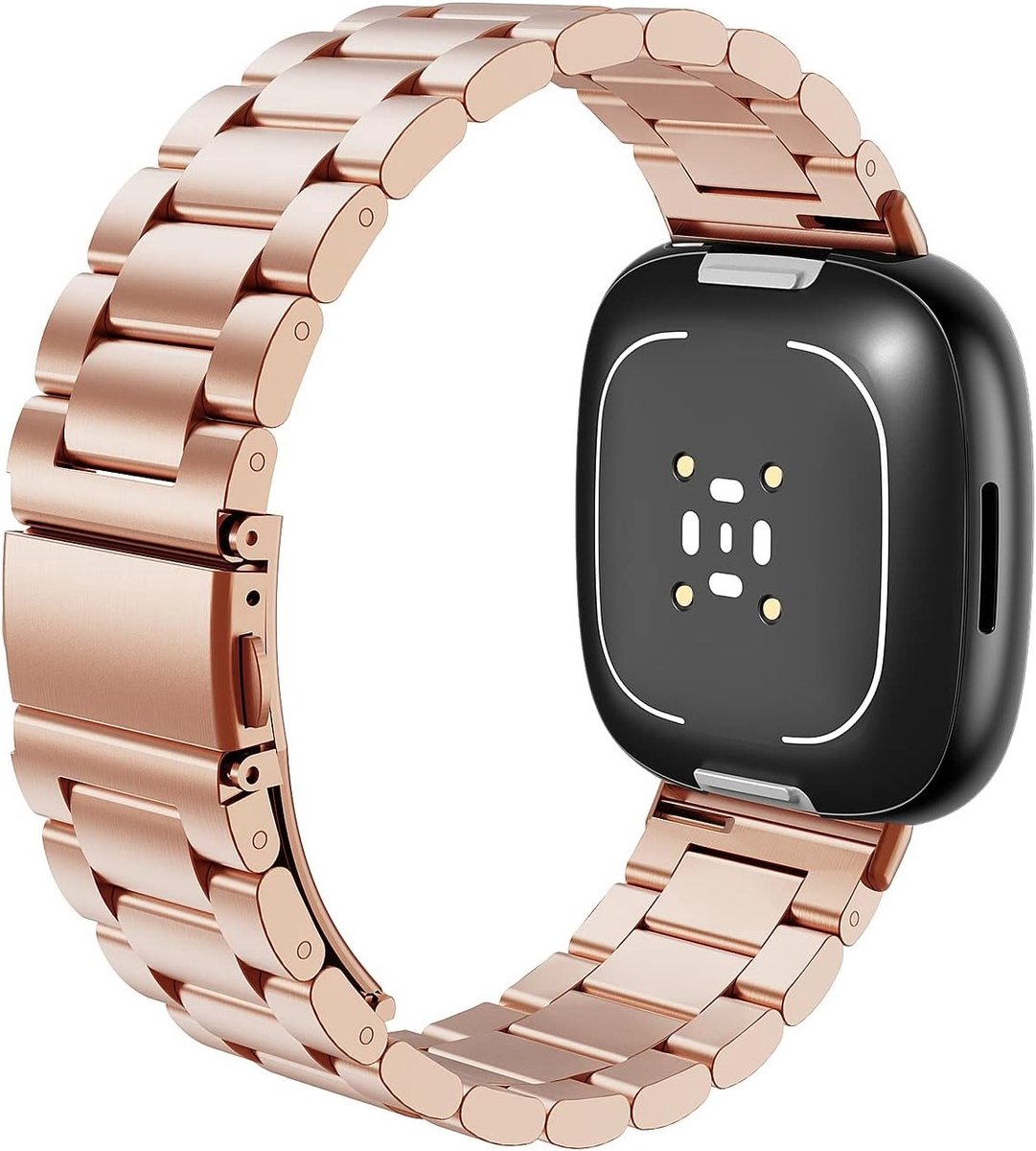 Stalen Horlogeband voor Fitbit Versa 4/3 en Sense 1/2, Verstelbare Luxe Armband in Roségoud voor Heren en Dames