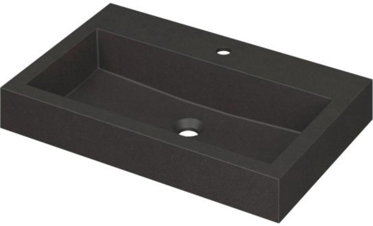 INK Momento Wastafel Quartz met 1 Kraangat - 700x450x90 mm - Quartz Zwart