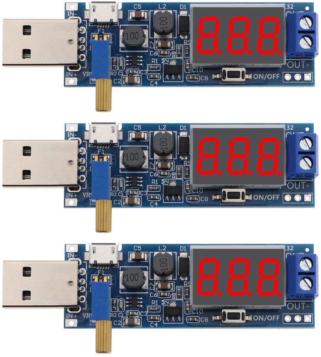 Dailygoody - USB Input Regulator Board - Verstelbare Voeding - Compact Formaat - Digitale Display - Buck Boost Module - Geschikt voor Diverse Toepassi