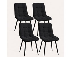 Eetkamerstoel Myleine- set van 4 stuks -Antraciet Stof Linnenmix - zetelsenbedden Tafel en Stoel