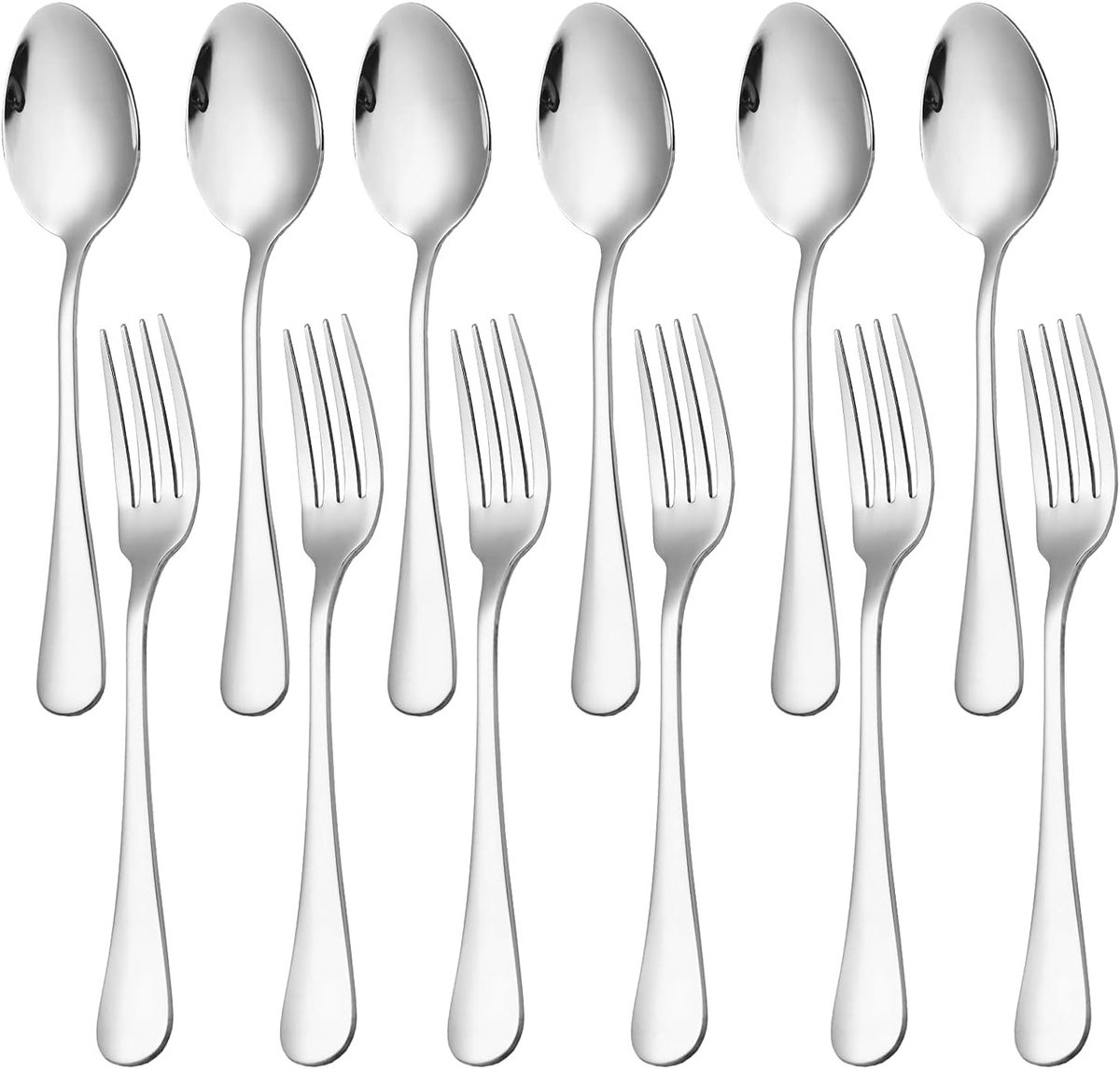 Complete 12-delige bestekset van roestvrij staal, ideaal voor thuis, keuken en restaurant, vaatwasserbestendig en duurzaam