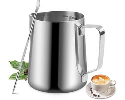 Melkopschuimkan RVS 600ml – Barista Melkkannetje met Maatverdeling & Latte Art Pen – Melkkan voor Cappuccino, Latte Macchiato & Espresso – RVS Melkopschuimer Kan – Koffie & Barista Accessoires