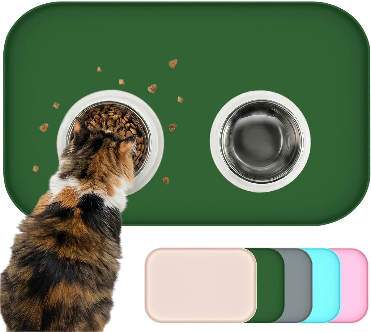 Waterdichte Siliconen Voer Mat voor Huisdieren met Antislip Rand - Gemakkelijk Schoon te Maken, Spill Proof en Ideaal voor Honden- en Kattenbakken (Blauw, 60x40cm)