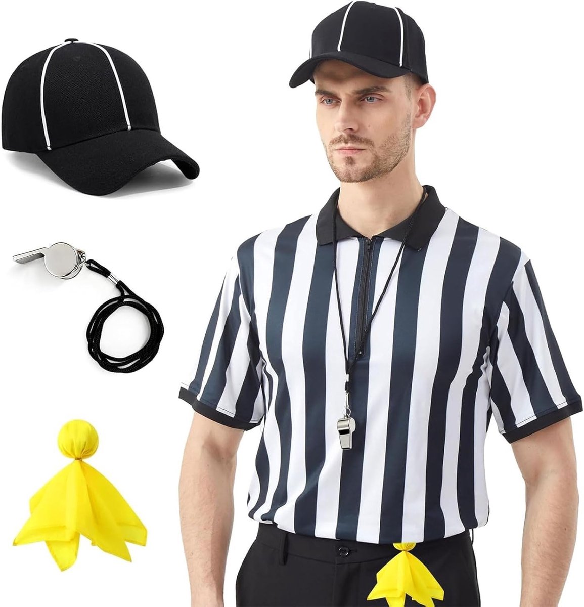 Scheidsrechtersshirt Set van 4 Stukken voor Voetbal, Inclusief Fluit, Hoed en Strafvlag voor Wereldkampioenschap 2026