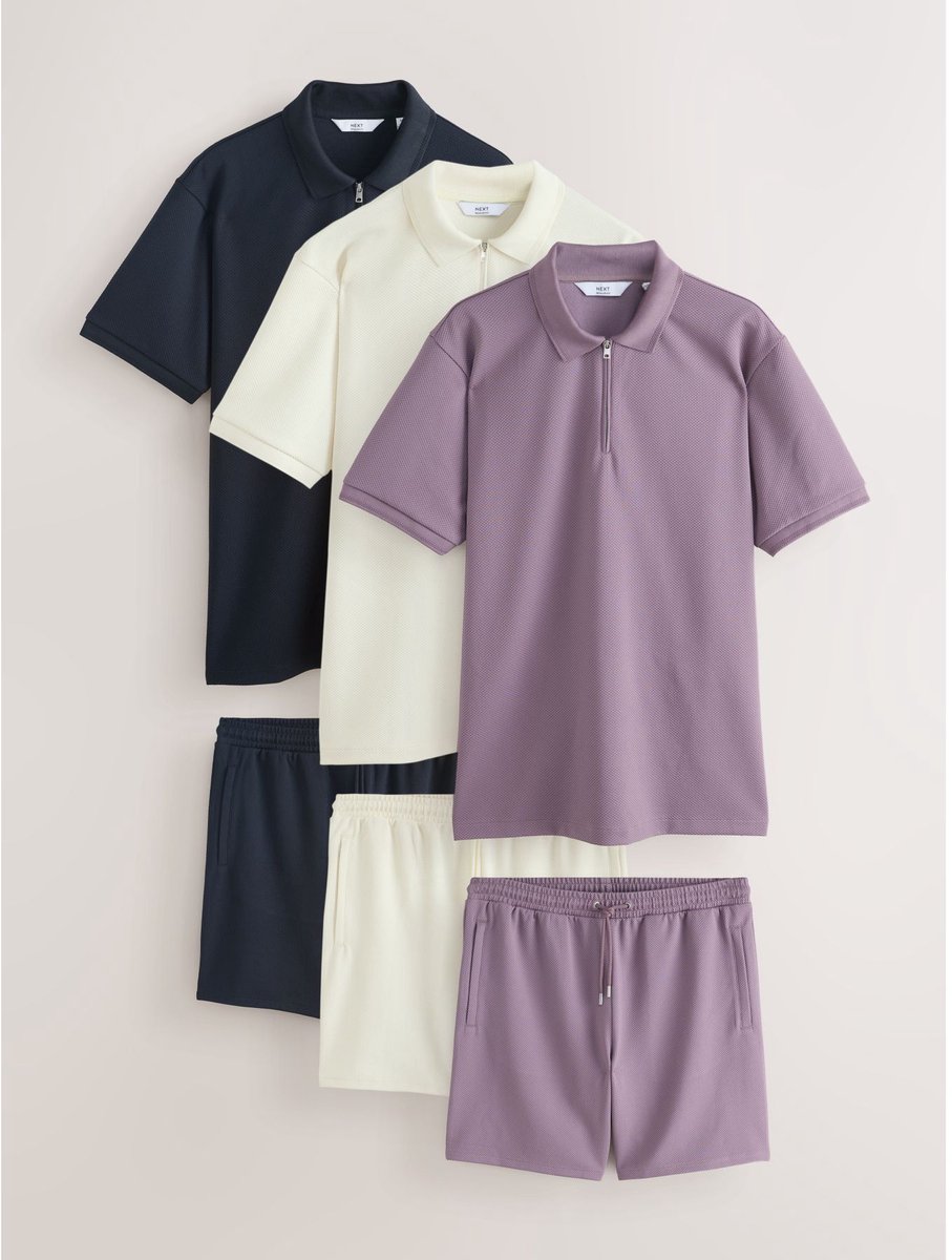 Next - Heren - Combiset van poloshirt en short - Wit