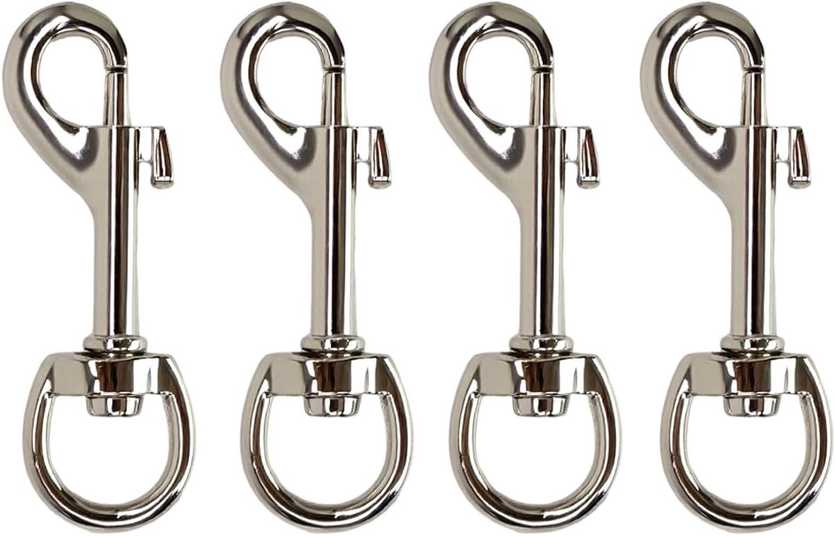 Zwenkhaak Carabiner met een Lengte van 68 mm, 4 Stuks, Ideaal voor Hondenriem, Paracord en Sleutelhanger, Perfect voor Buitenactiviteiten en DIY-projecten