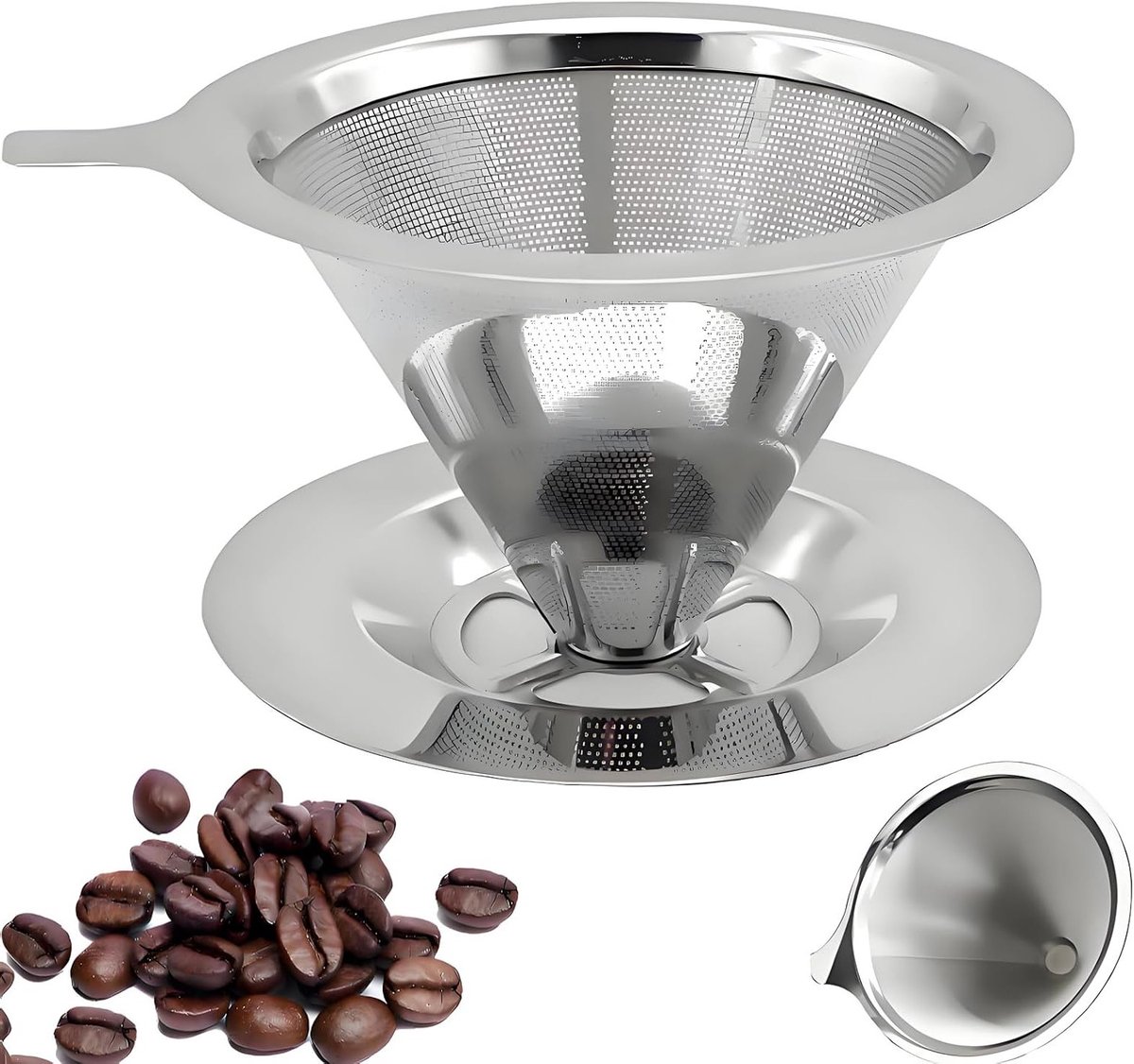 Herbruikbaar roestvrijstalen koffiefilter, permanent en vaatwasmachinebestendig, ideaal voor handmatige koffiezetmethodes zonder papier