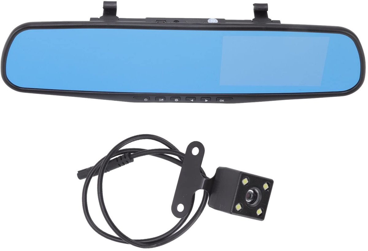 Dailygoody - Dual Dash Cam - 12MP 1080P HD - Achteruitkijkspiegel - Zwart - G-sensor - Geschikt voor auto