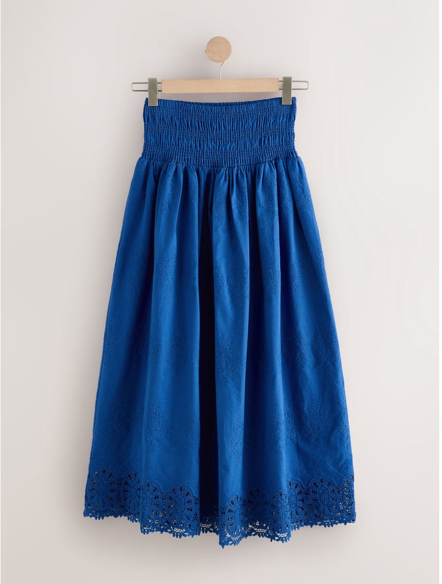 Next - Dames - Lange rok met gehaakte zoom - Blauw