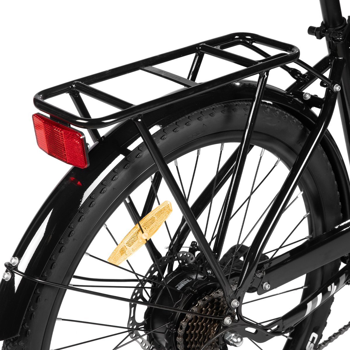 HILAND Rhythm elektrische stadsfiets - 26 inch - 250W motor - 50km actieradius - 36V 7.8Ah accu - Shimano 7-versnellingen - Unisex - Zwart thumbnail 5